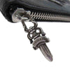 CHROME HEARTS クロムハーツ（原本無） TINY ZIP WALLET CEMETERY タイニー ジップ ウォレット セメタリー クロスパッチ レザー コインケース ブラック系【中古】