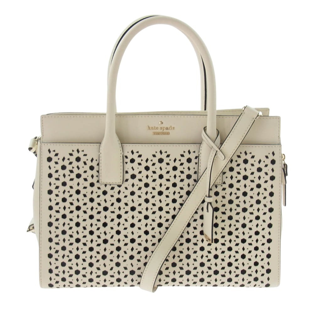 Kate Spade ケイトスペード キャメロン ストリート 穴あき キャンディス サッチェル 2WAY トート ショルダー バッグ ホワイト系【中古】