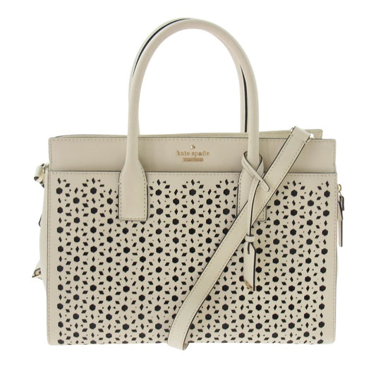 Kate Spade ケイトスペード キャメロン ストリート 穴あき キャンディス サッチェル 2WAY トート ショルダー バッグ ホワイト系【中古】