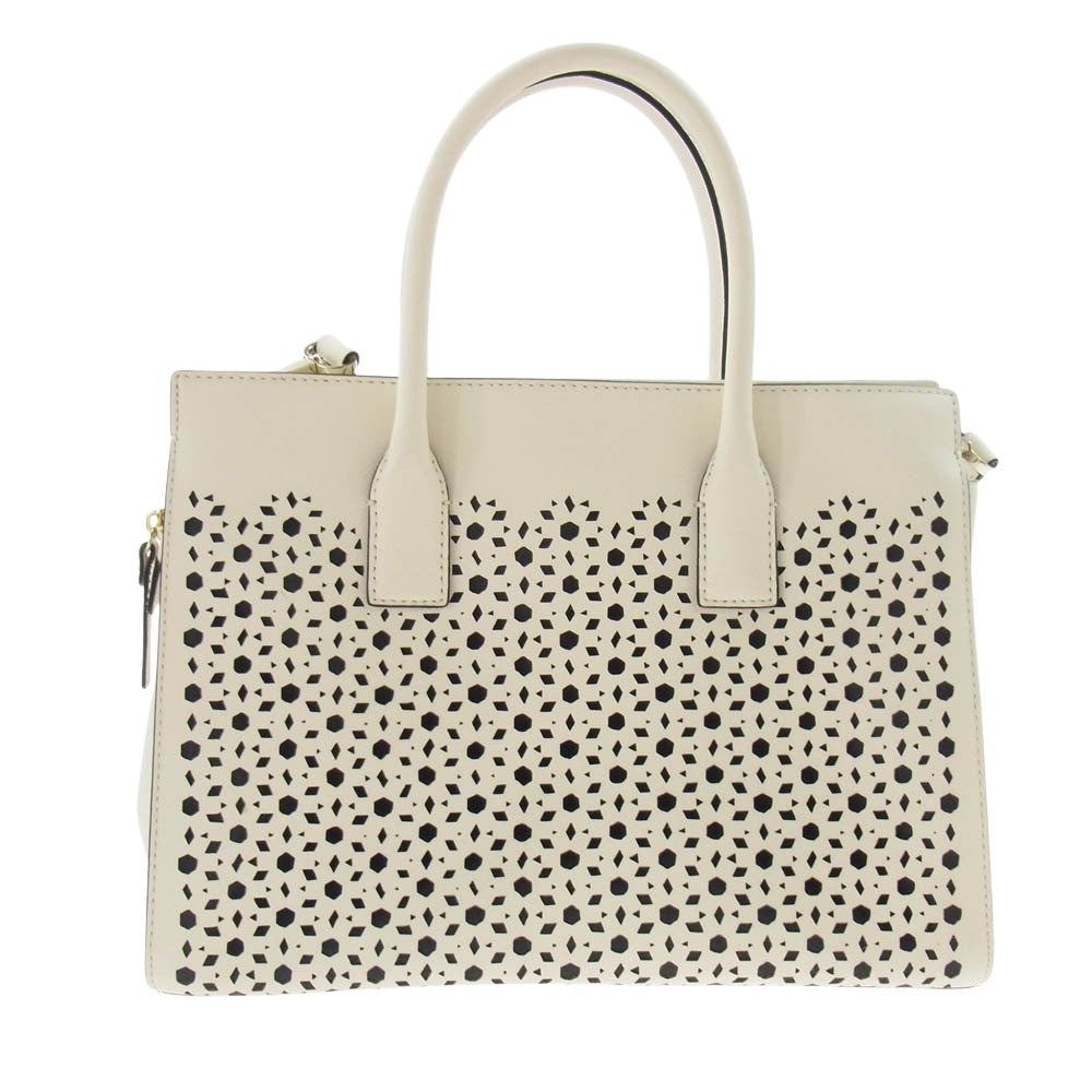 Kate Spade ケイトスペード キャメロン ストリート 穴あき キャンディス サッチェル 2WAY トート ショルダー バッグ ホワイト系【中古】