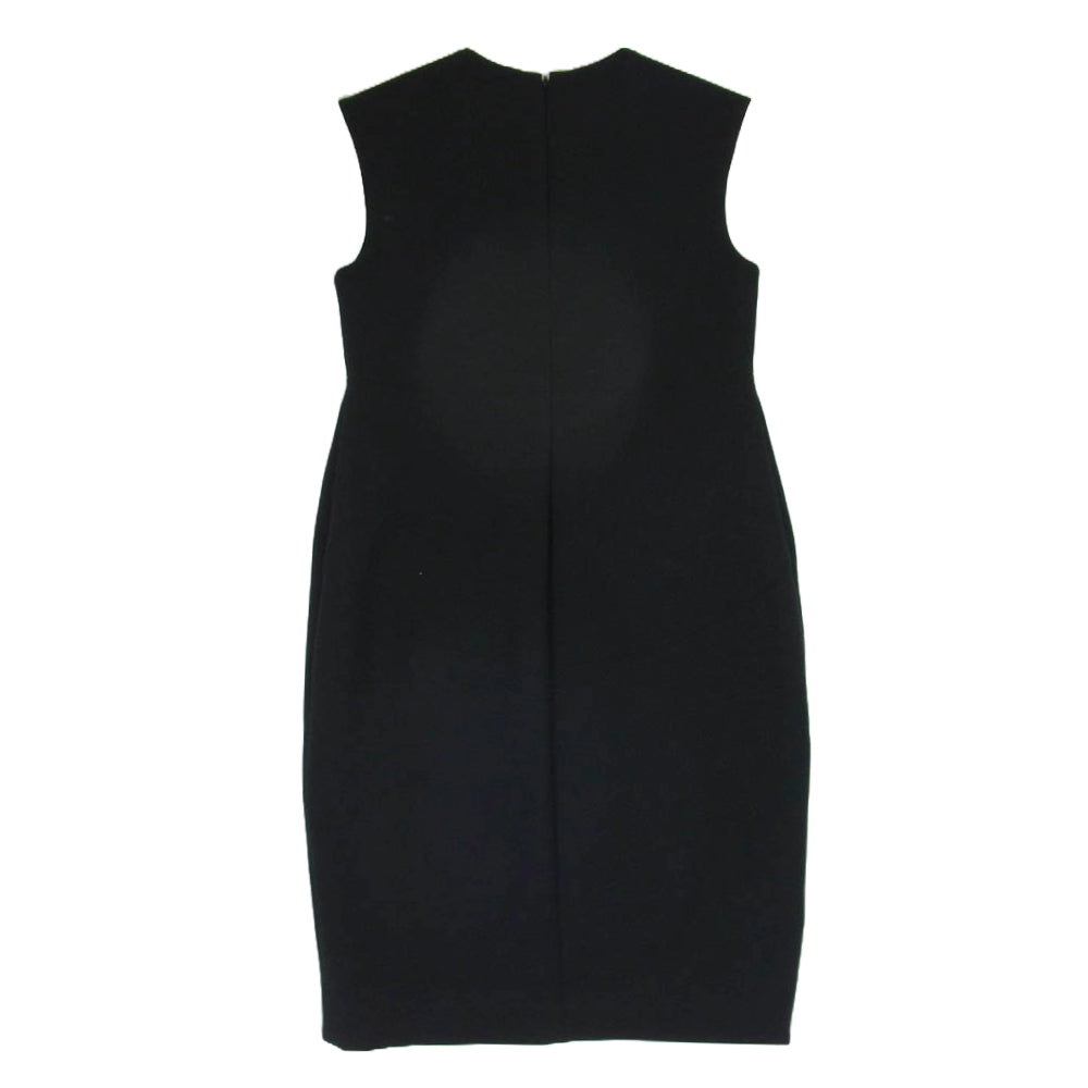 YOKO CHAN ヨーコチャン YCD-318-395 パール スリットネック ノースリーブ バルーン ワンピース ブラック系 38【美品】【中古】