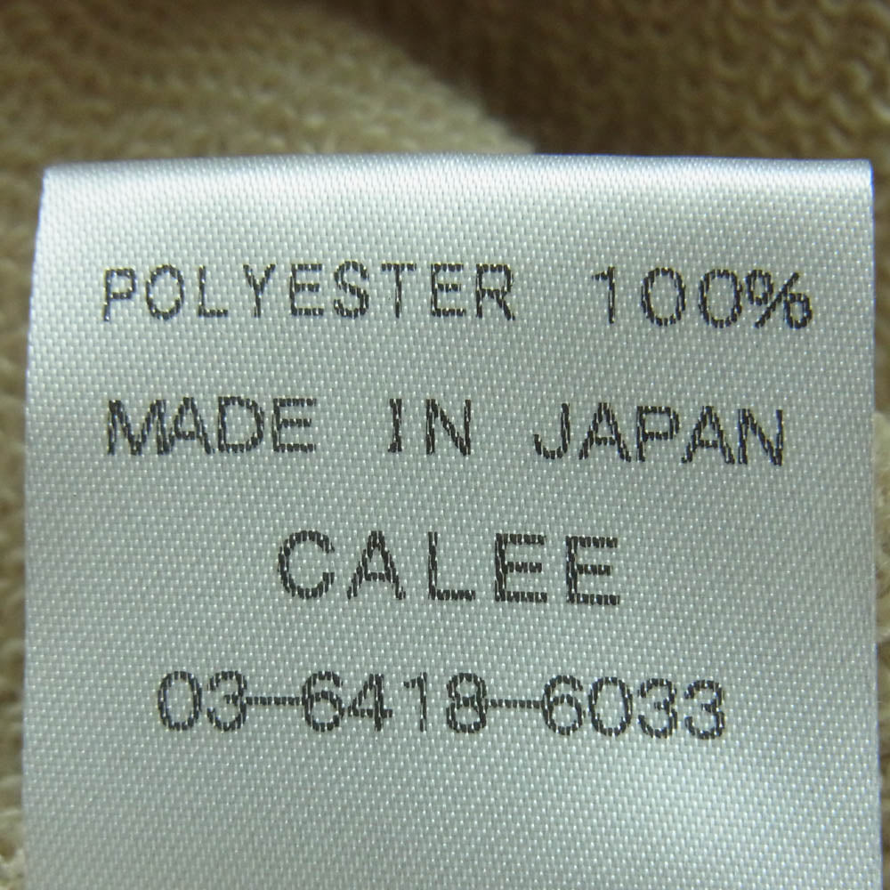 CALEE キャリー 23SS 23SS030 Aeroknot CALEE arch logo pullover hoodie ロゴ刺繍 プルオーバー パーカー フーディー ベージュ系 XL【中古】