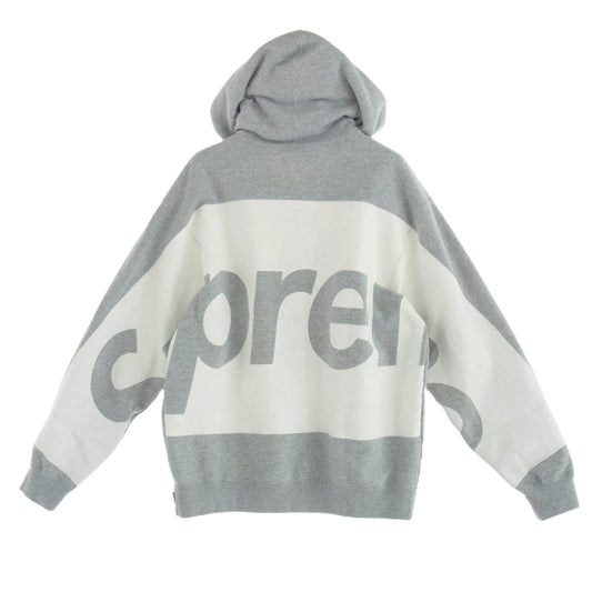 Supreme シュプリーム 21SS Big Logo hooded Sweatshirt ビッグ ロゴ フーデット スウェット パーカー グレー系 ホワイト系 M【中古】