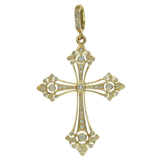 ローリーロドキン 本店購入証明書付属 18K MEDIUM FANCY GOTHIC PENDANT DIAMONDS ミディアム ファンシー ゴシッククロス ダイヤモンド イエローゴールド ペンダントトップ ゴールド系【中古】