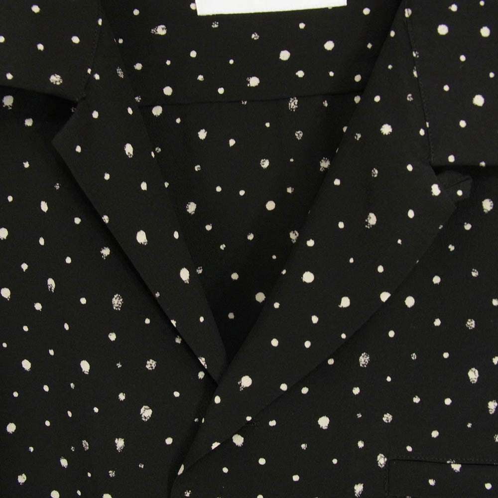 SAINT LAURENT サンローラン 531956 Y104V ドット柄 シルク 総柄 半袖 オープンカラー シャツ ブラック系 38【中古】
