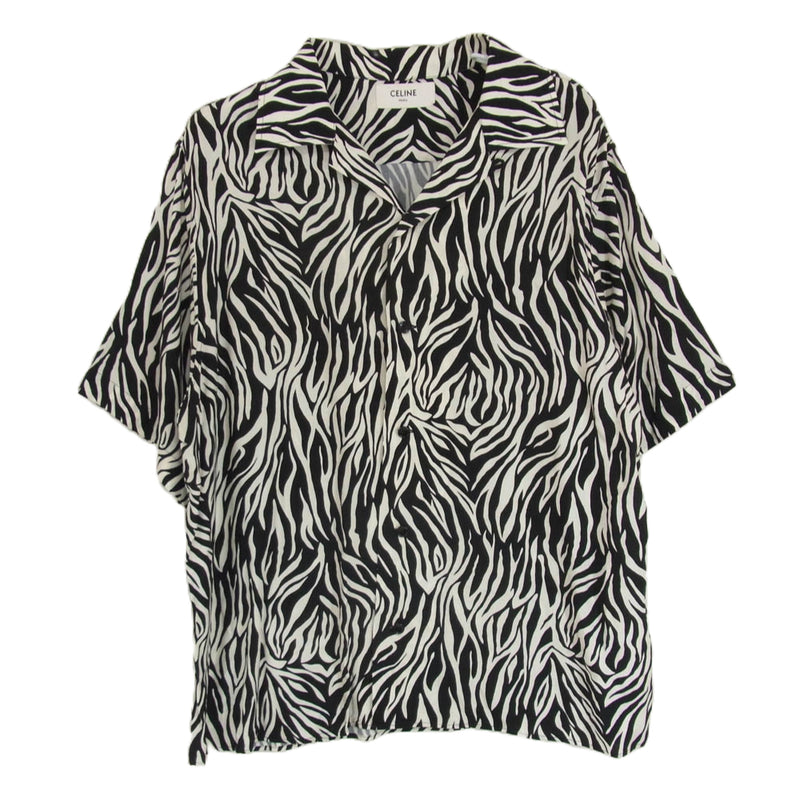 CELINE セリーヌ 2C036843H 20SS ゼブラ 総柄 レーヨン 半袖 シャツ ブラック系 40【中古】