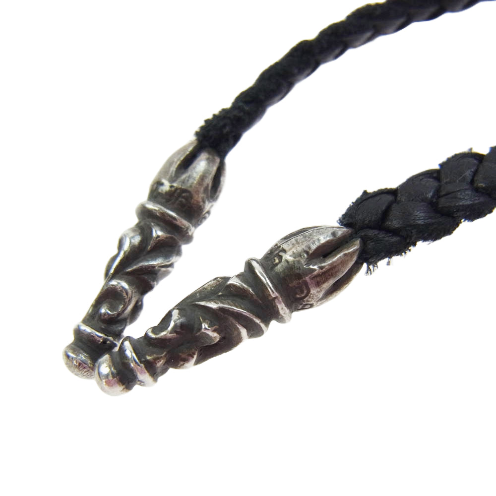 CHROME HEARTS クロムハーツ（原本無） LEATHER BRAID スクロールレザーブレード シルバー ネックレス【中古】