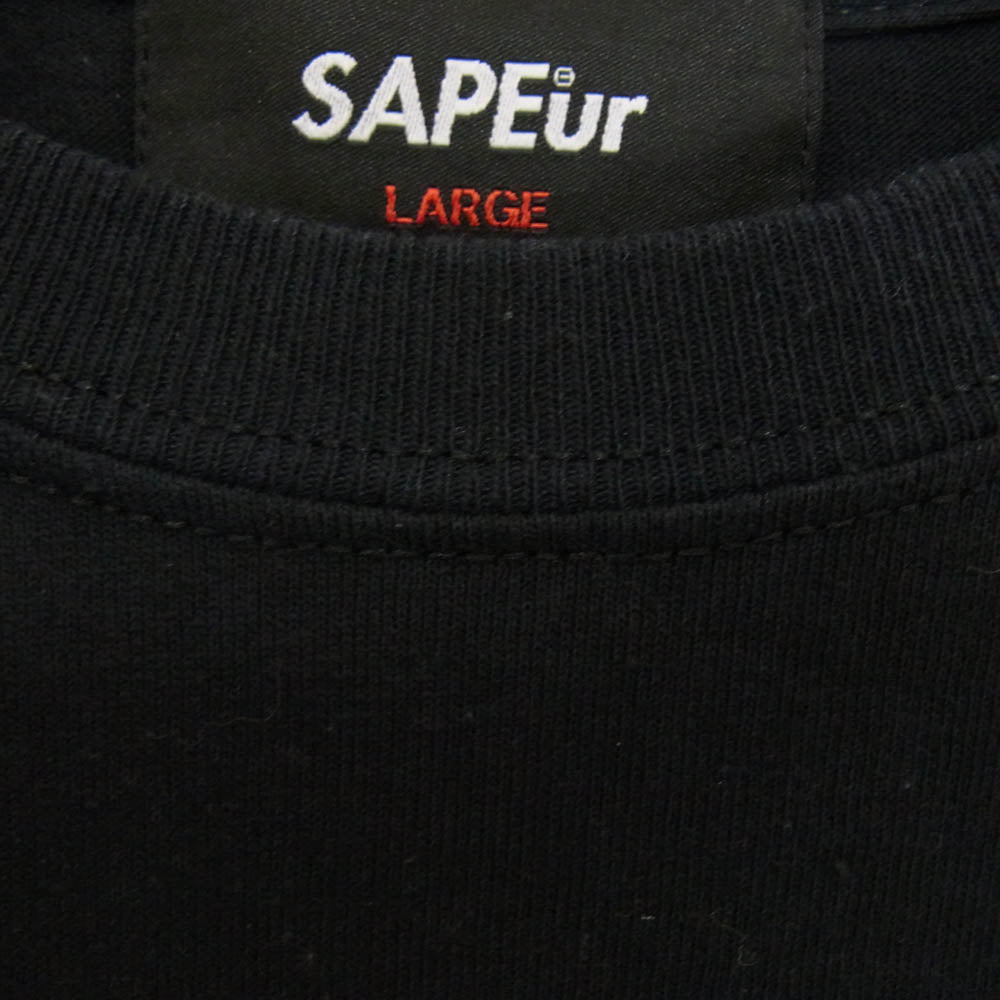 SAPEUR サプール ロング スリーブ Tシャツ カットソー ロゴ セメント柄 ブラック系 L【中古】