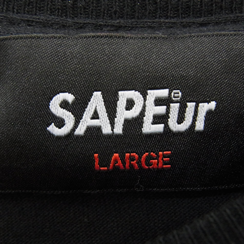 SAPEUR サプール ロング スリーブ Tシャツ カットソー ロゴ セメント柄 ブラック系 L【中古】