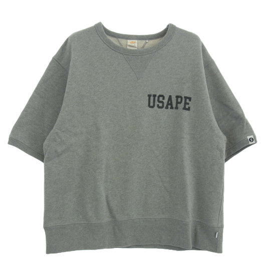 SAPEUR サプール ARIGATO USAPE クルーネック 半袖 スウェット　 グレー系 L【中古】