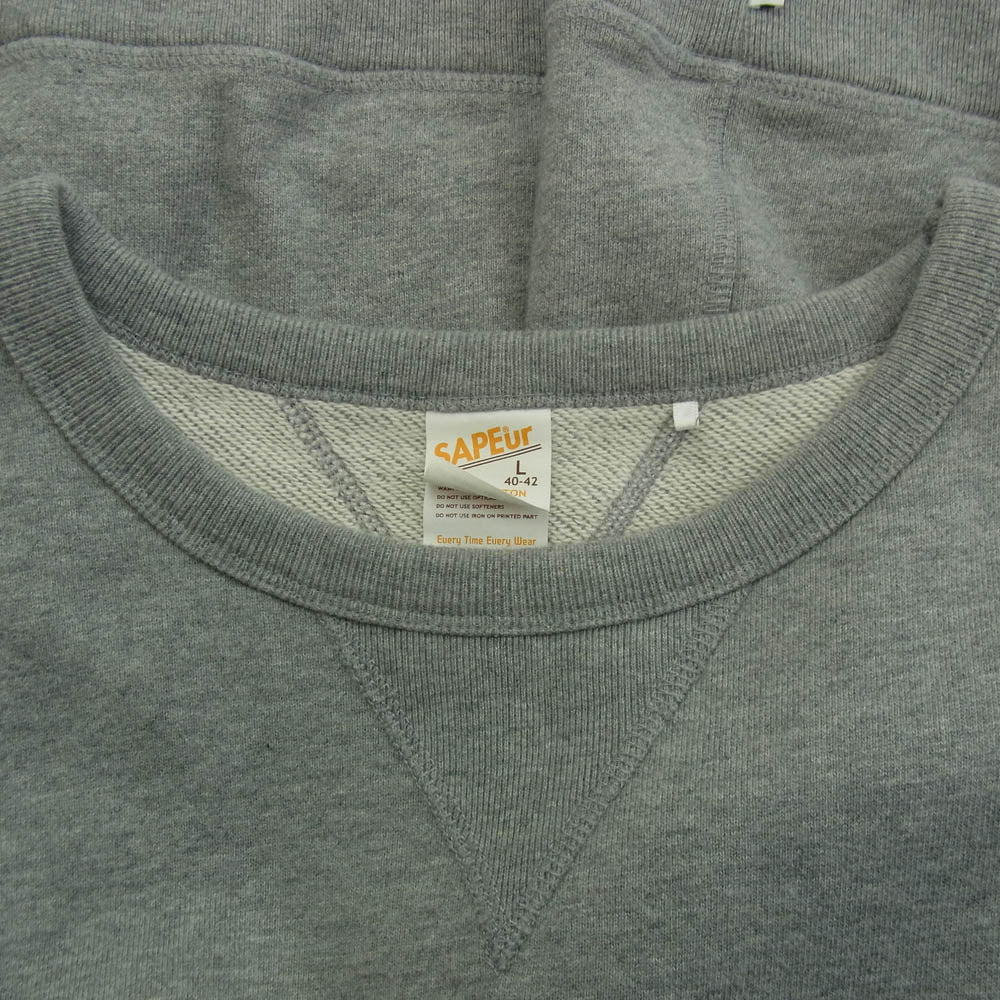 SAPEUR サプール ARIGATO USAPE クルーネック 半袖 スウェット　 グレー系 L【中古】
