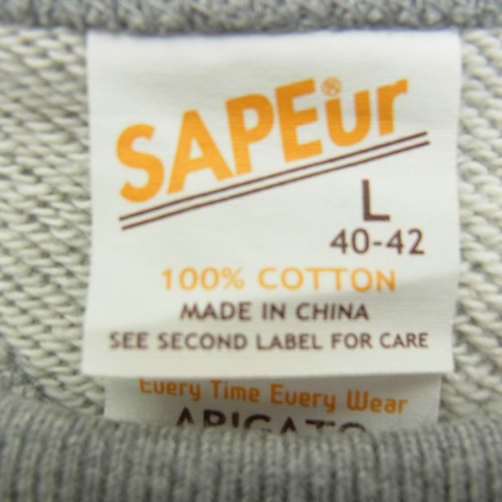 SAPEUR サプール ARIGATO USAPE クルーネック 半袖 スウェット　 グレー系 L【中古】