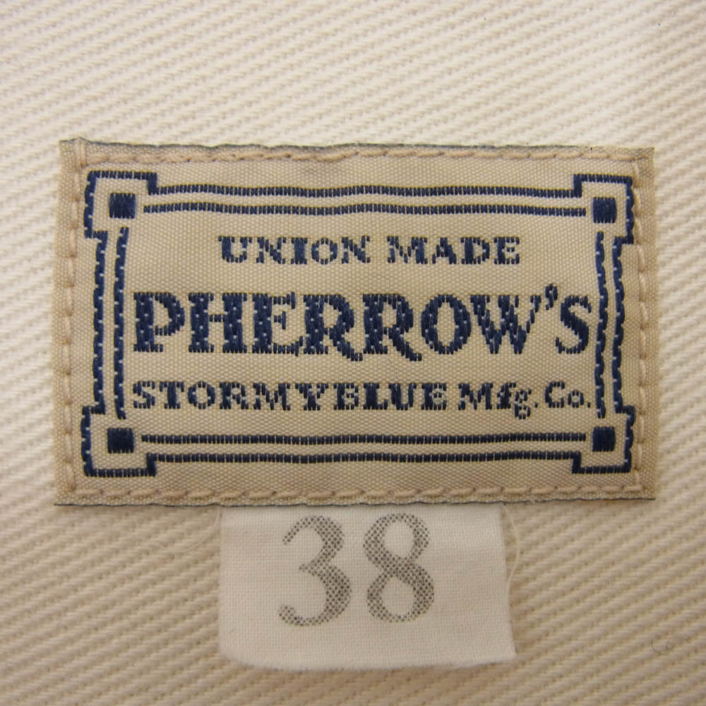 Pherrow's フェローズ コットン プルオーバー 長袖 ワーク シャツ オフホワイト系 38【中古】