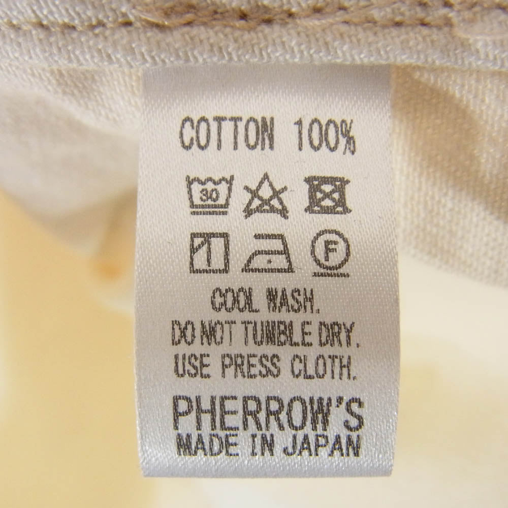 Pherrow's フェローズ コットン プルオーバー 長袖 ワーク シャツ オフホワイト系 38【中古】