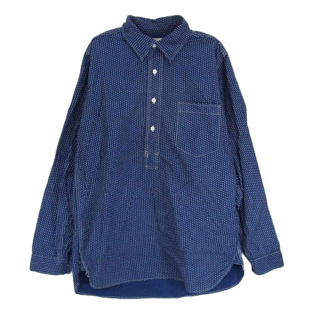 WAREHOUSE ウエアハウス DUCK DIGGER ドット ウォバッシュ プルオーバー 長袖 シャツ ネイビー系 38【中古】