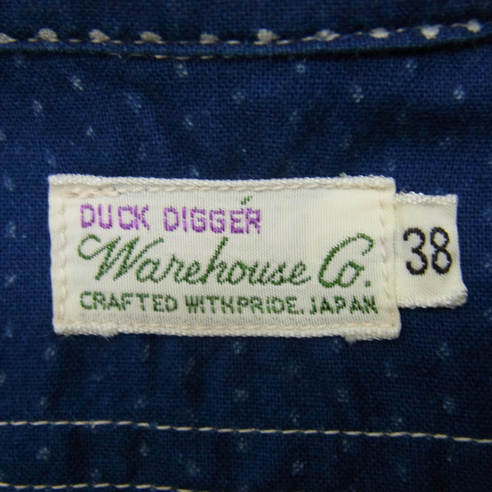 WAREHOUSE ウエアハウス DUCK DIGGER ドット ウォバッシュ プルオーバー 長袖 シャツ ネイビー系 38【中古】