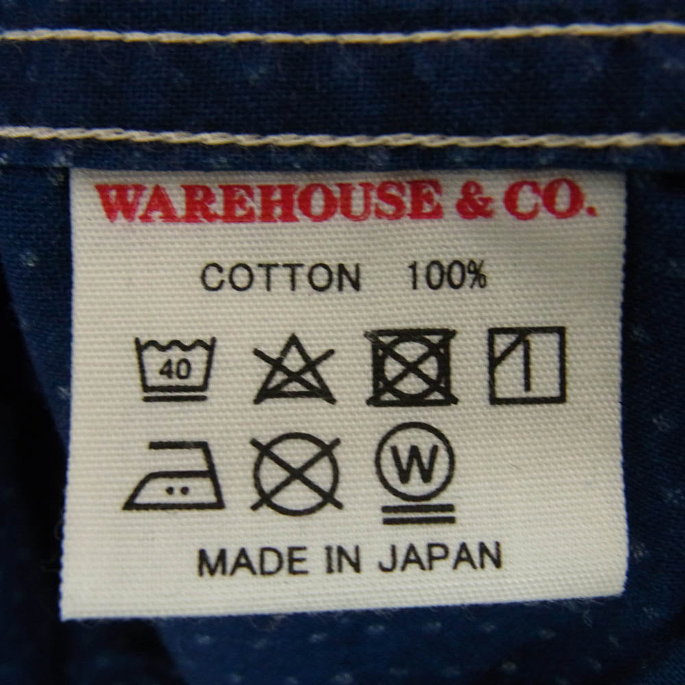 WAREHOUSE ウエアハウス DUCK DIGGER ドット ウォバッシュ プルオーバー 長袖 シャツ ネイビー系 38【中古】