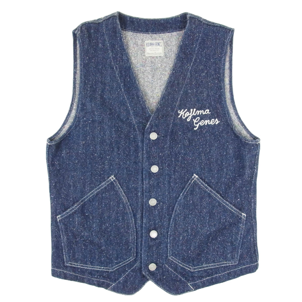 KOJIMA GENES 児島ジーンズ 児島ジーンズ ネップ ヘリンボーン デニム ベスト インディゴブルー系 L【中古】