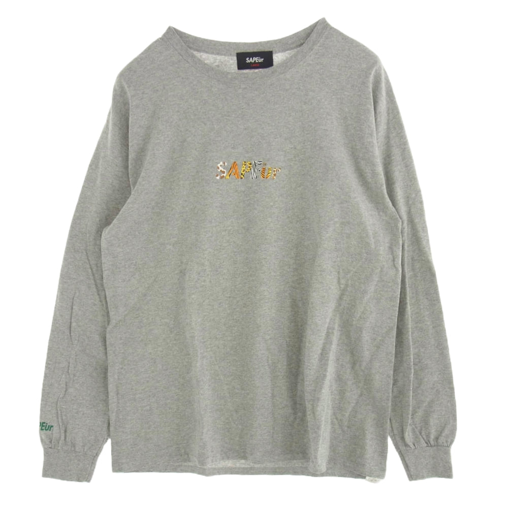 SAPEUR サプール デニス・ロッドマン ロング スリーブ Tシャツ カットソー アニマル柄 グレー L グレー系 L【中古】