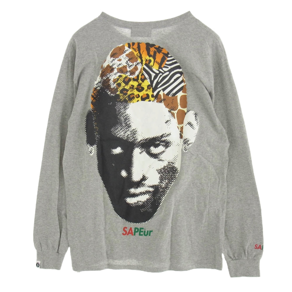 SAPEUR サプール デニス・ロッドマン ロング スリーブ Tシャツ カットソー アニマル柄 グレー L グレー系 L【中古】