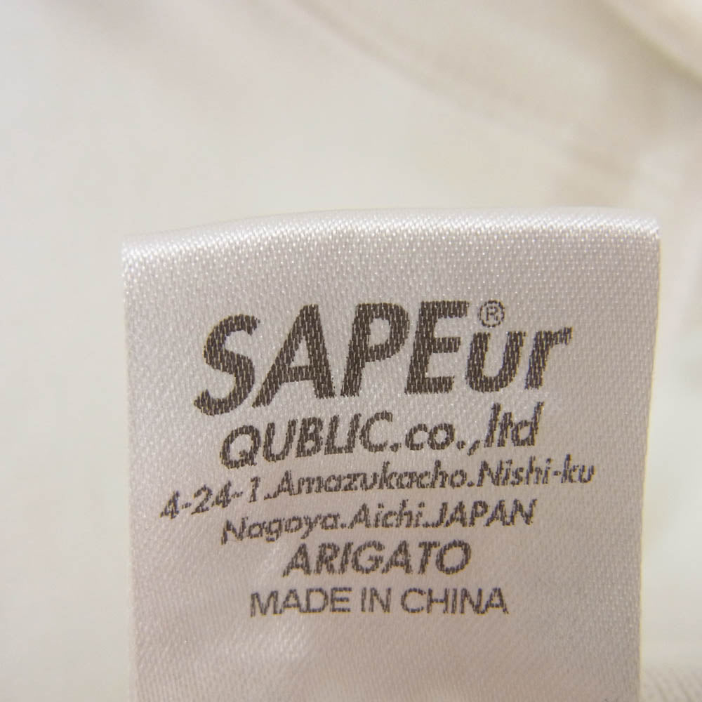 SAPEUR サプール BIG3 Classic Vintage HOODIE プリント コットン プルオーバー パーカー ホワイト系 L【中古】