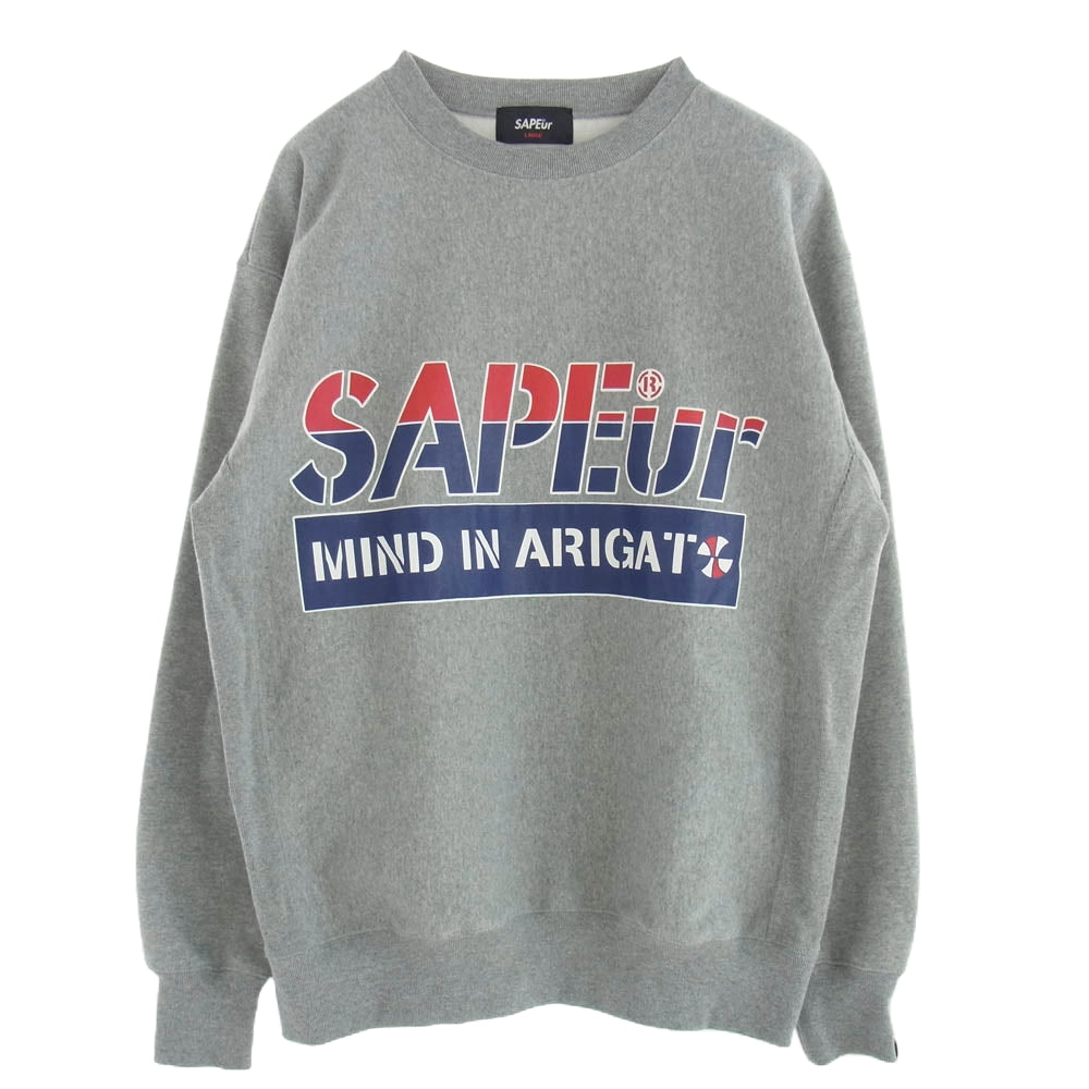 SAPEUR サプール MIND IN ARIGATO クルーネック スウェット グレー L グレー系 L【中古】