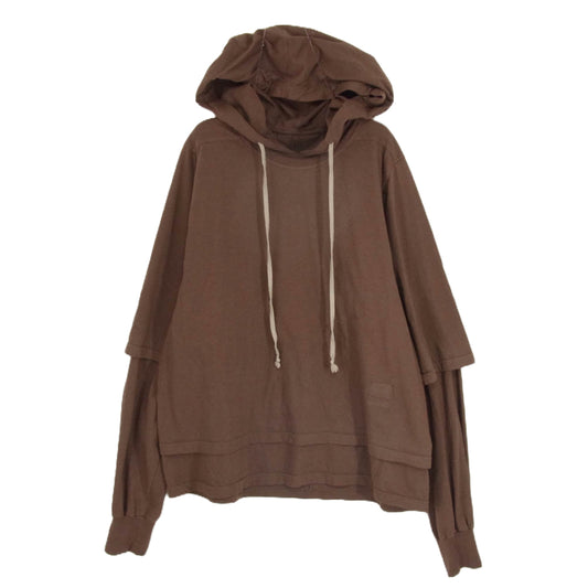 Rick Owens リックオウエンス DU02D2281-RN DRKSHDW HUSTLER HOODIE TERRA ダークシャドウ ハスラー フーディ レイヤード パーカー ブラウン系 M【中古】