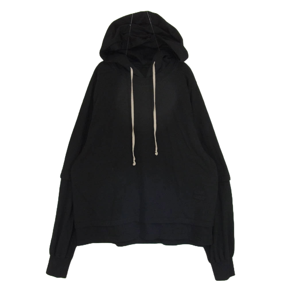 Rick Owens リックオウエンス DU02D2281-RN DRKSHDW HUSTLER HOODIE BLACK ダークシャドウ ハスラー フーディ レイヤード パーカー ブラック系 M【中古】