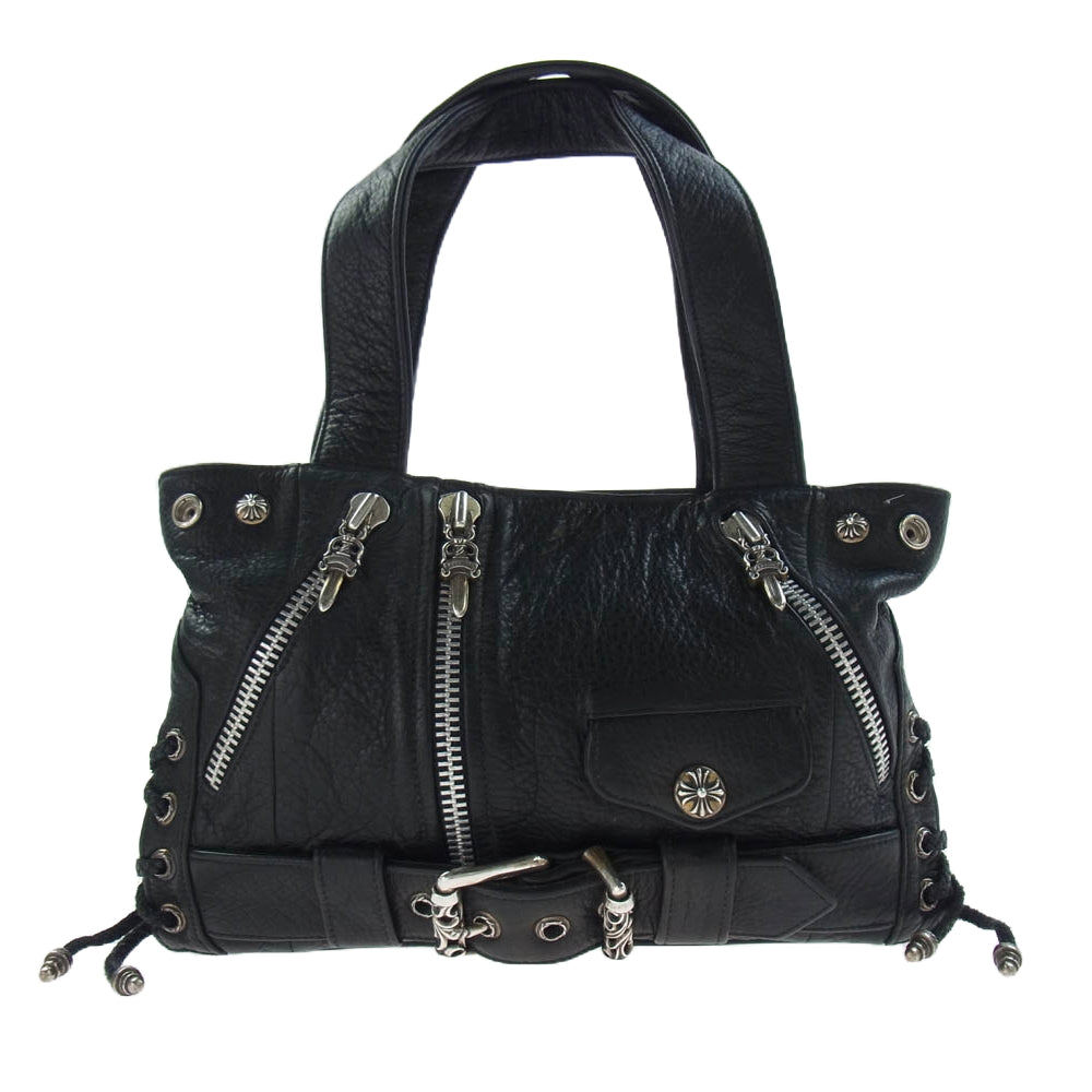 CHROME HEARTS クロムハーツ（原本無） JJ DEAN SMALL JJディーン スモール レザー ライダース ハンド バッグ ブラック系【中古】