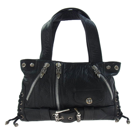 CHROME HEARTS クロムハーツ（原本無） JJ DEAN SMALL JJディーン スモール レザー ライダース ハンド バッグ ブラック系【中古】