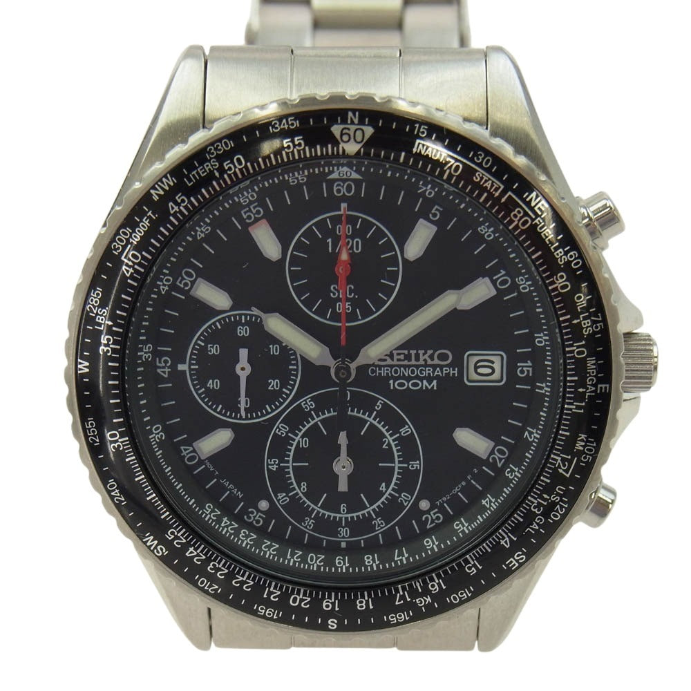 SEIKO セイコー 7T92-0CF0 クロノグラフ アナログ 腕時計 ウォッチ ブラック系【中古】
