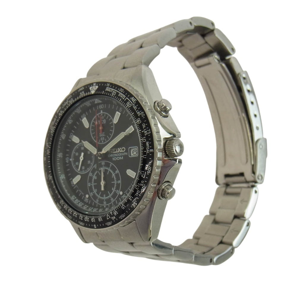SEIKO セイコー 7T92-0CF0 クロノグラフ アナログ 腕時計 ウォッチ ブラック系【中古】