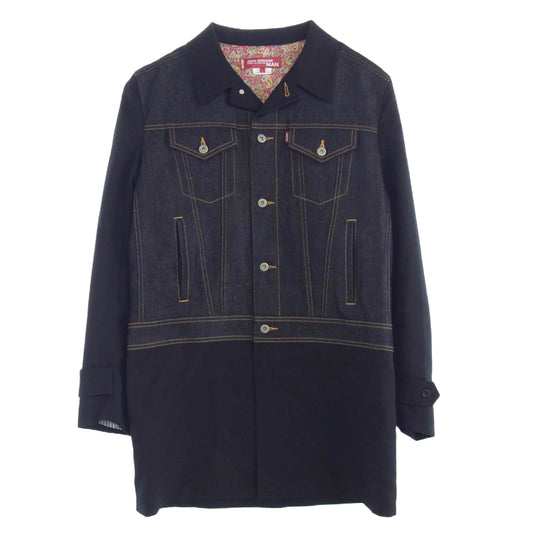 JUNYA WATANABE COMME des GARCONS MAN ジュンヤワタナベコムデギャルソンマン 20SS WE-C001 × Levi's 綿麻デニム ウールギャバ ドッキング デニム ジャケット コート インディゴブルー系 L【中古】