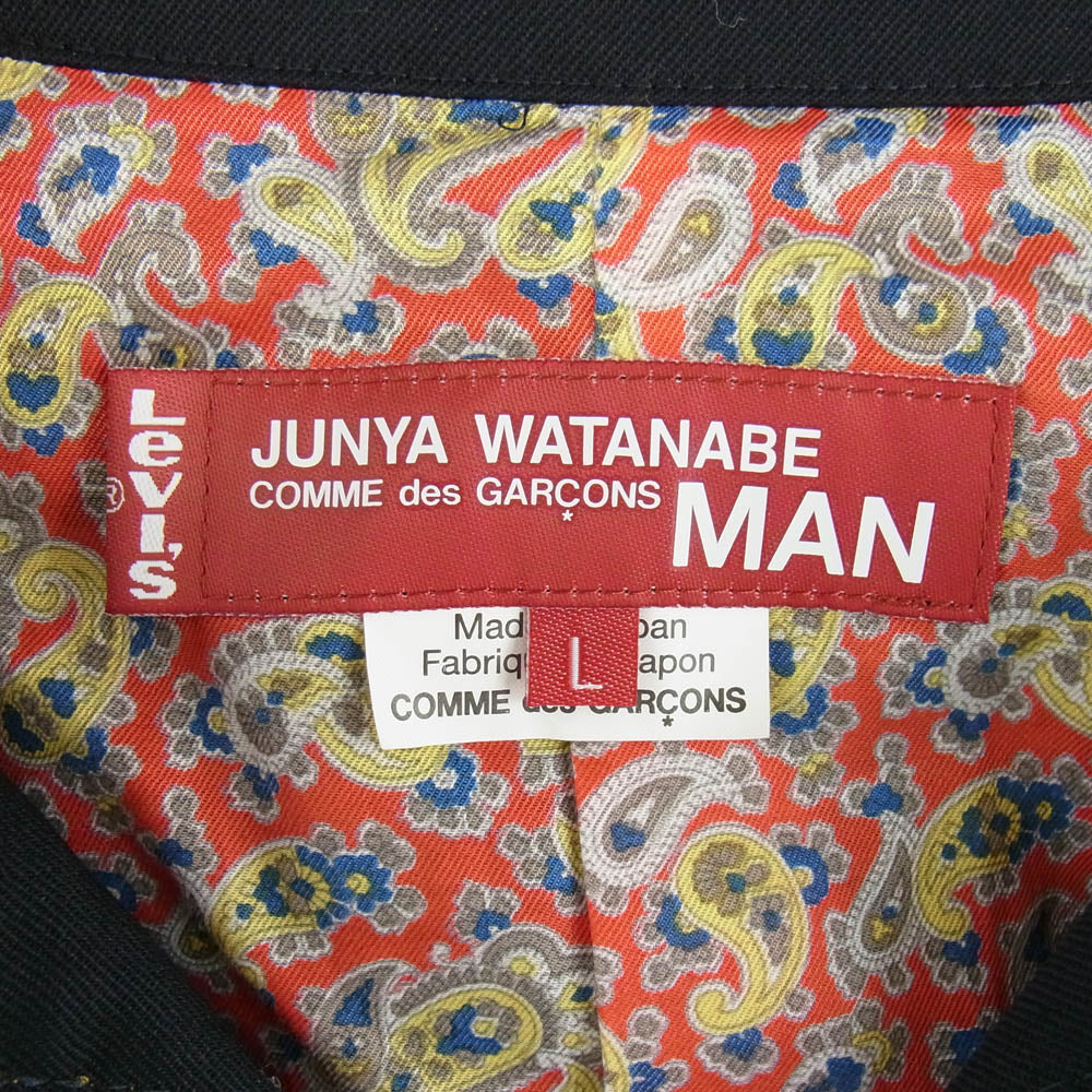 JUNYA WATANABE COMME des GARCONS MAN ジュンヤワタナベコムデギャルソンマン 20SS WE-C001 × Levi's 綿麻デニム ウールギャバ ドッキング デニム ジャケット コート インディゴブルー系 L【中古】