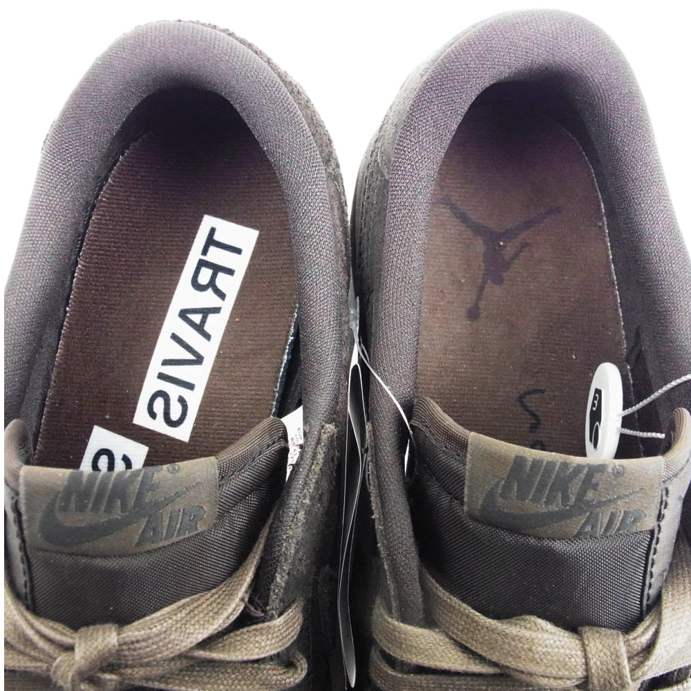 NIKE ナイキ DM7866-202 × Travis Scott Air Jordan 1 Low OG SP Velvet Brown and Dark Mocha  フェイクバスターズ 鑑定済 トラヴィススコット エアジョーダン1 ロー OG SP ベルベットブラウン アンド ダークモカ ローカットスニーカー ブラウン系 27.5【極上美品】【中古】