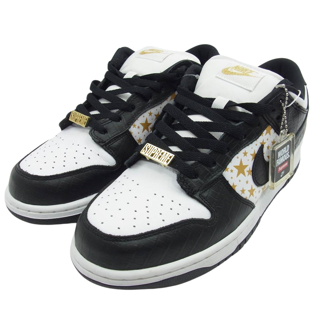 Supreme シュプリーム DH3228-102 × Nike SB Dunk Low OG QS Gold Stars White black フェイクバスターズ 鑑定済 ナイキ SB ダンク ロー OG QS ゴールドスターズ ローカットスニーカー ホワイト ブラック系 ブラック系 ホワイト系 27cm【新古品】【未使用】【中古】