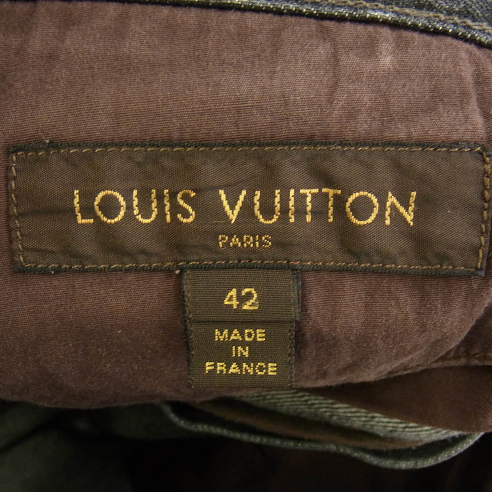 LOUIS VUITTON ルイ・ヴィトン ロゴ刺繍 デニム パンツ グレー系 ブラック系 42【中古】