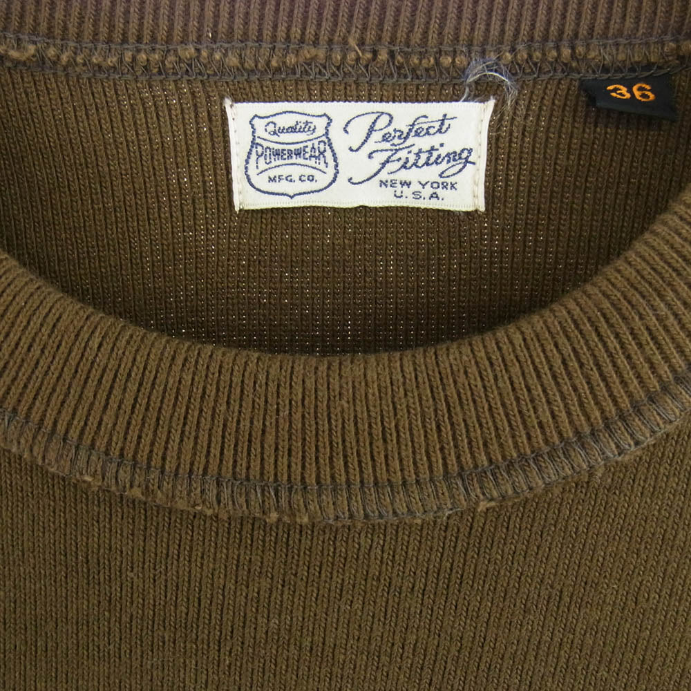 FREEWHEELERS フリーホイーラーズ POWER WEAR リブ編み 長袖 カットソー フロント プリント ブラウン モスグリーン系 イエロー系 36【中古】