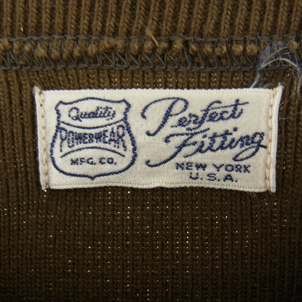 FREEWHEELERS フリーホイーラーズ POWER WEAR リブ編み 長袖 カットソー フロント プリント ブラウン モスグリーン系 イエロー系 36【中古】