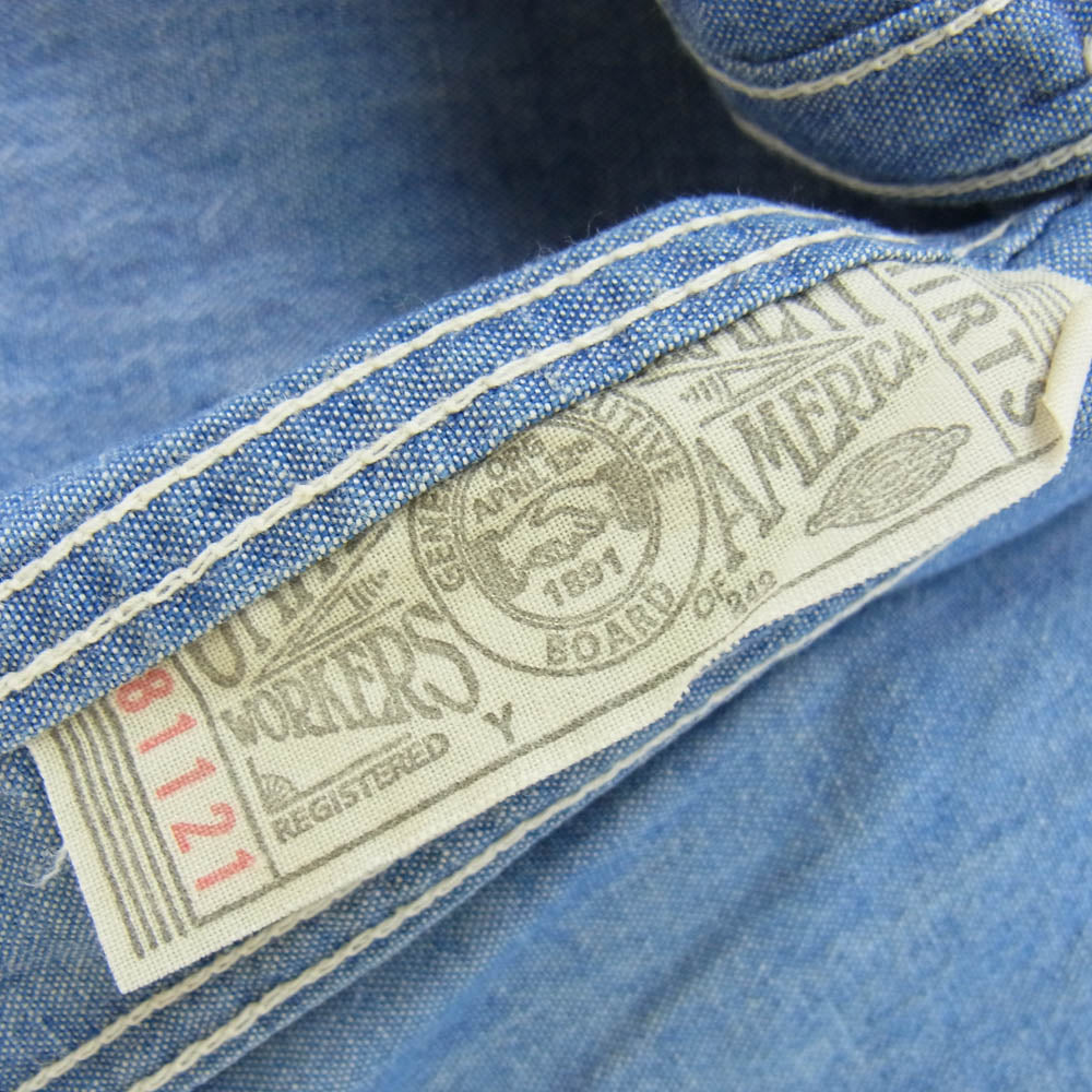 FREEWHEELERS フリーホイーラーズ シャンブレー ワーク シャツ 長袖 インディゴブルー系【中古】