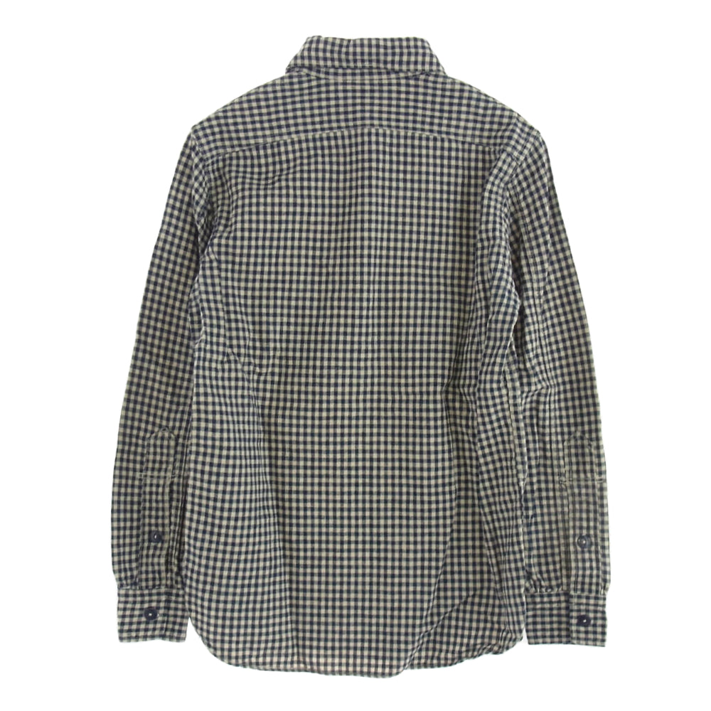 FREEWHEELERS フリーホイーラーズ チェック柄 ハーフボタン シャツ 長袖 ネイビー系 ベージュ系 14【中古】