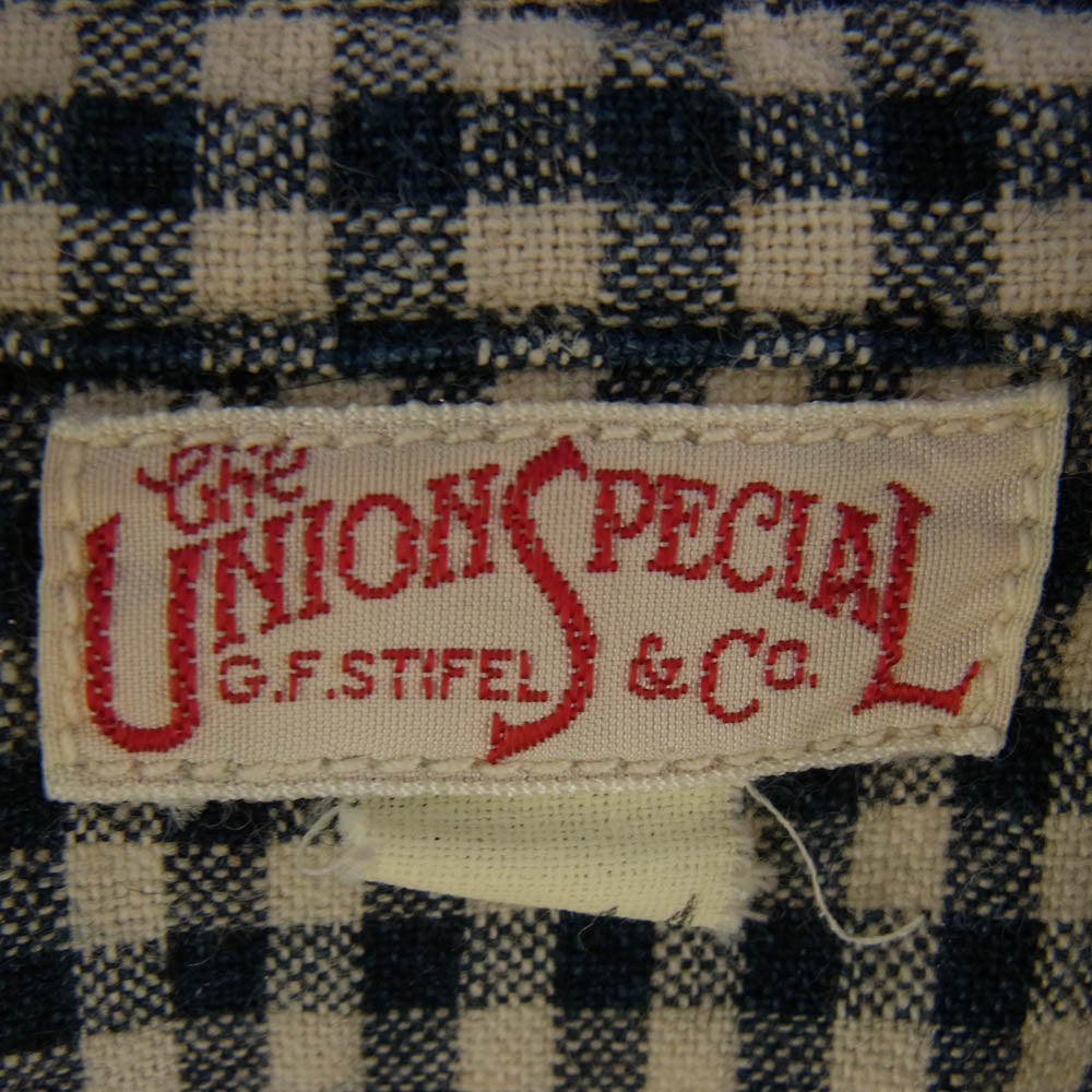 FREEWHEELERS フリーホイーラーズ チェック柄 ハーフボタン シャツ 長袖 ネイビー系 ベージュ系 14【中古】