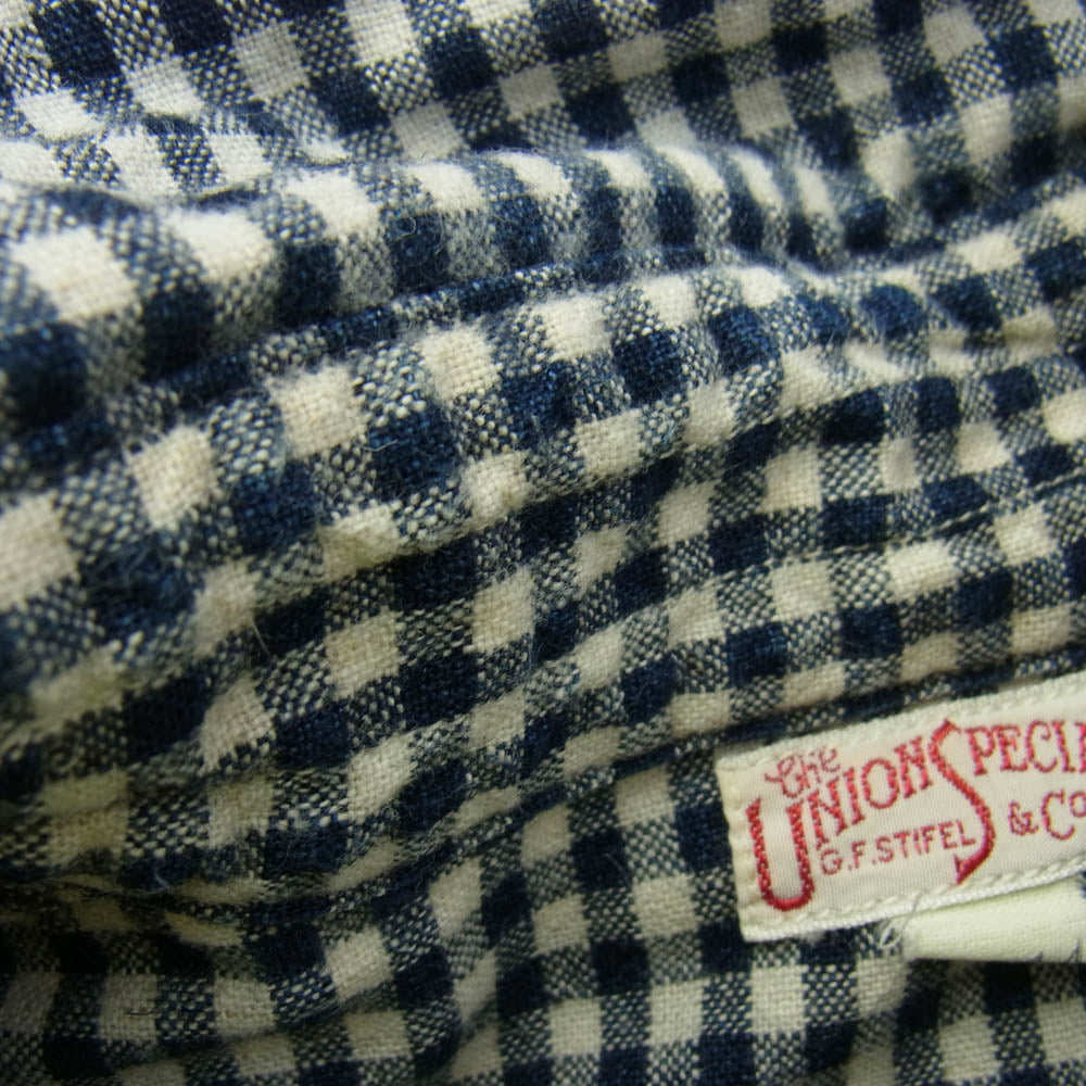 FREEWHEELERS フリーホイーラーズ チェック柄 ハーフボタン シャツ 長袖 ネイビー系 ベージュ系 14【中古】