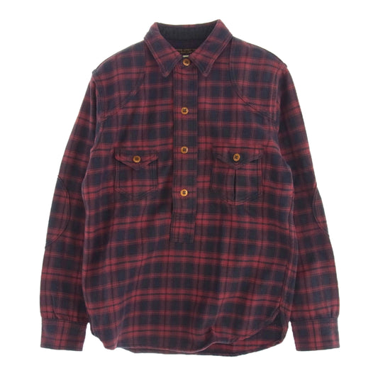 FREEWHEELERS フリーホイーラーズ ハーフボタン エルボーパッチ チェック シャツ 長袖 レッド ブラック系 レッド系 14【中古】