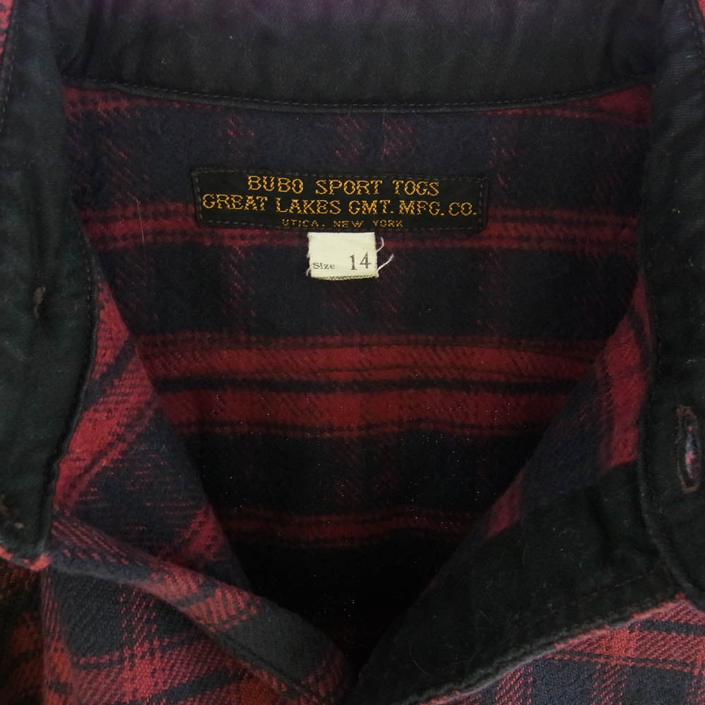 FREEWHEELERS フリーホイーラーズ ハーフボタン エルボーパッチ チェック シャツ 長袖 レッド ブラック系 レッド系 14【中古】
