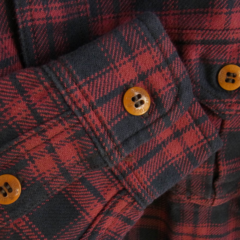 FREEWHEELERS フリーホイーラーズ ハーフボタン エルボーパッチ チェック シャツ 長袖 レッド ブラック系 レッド系 14【中古】