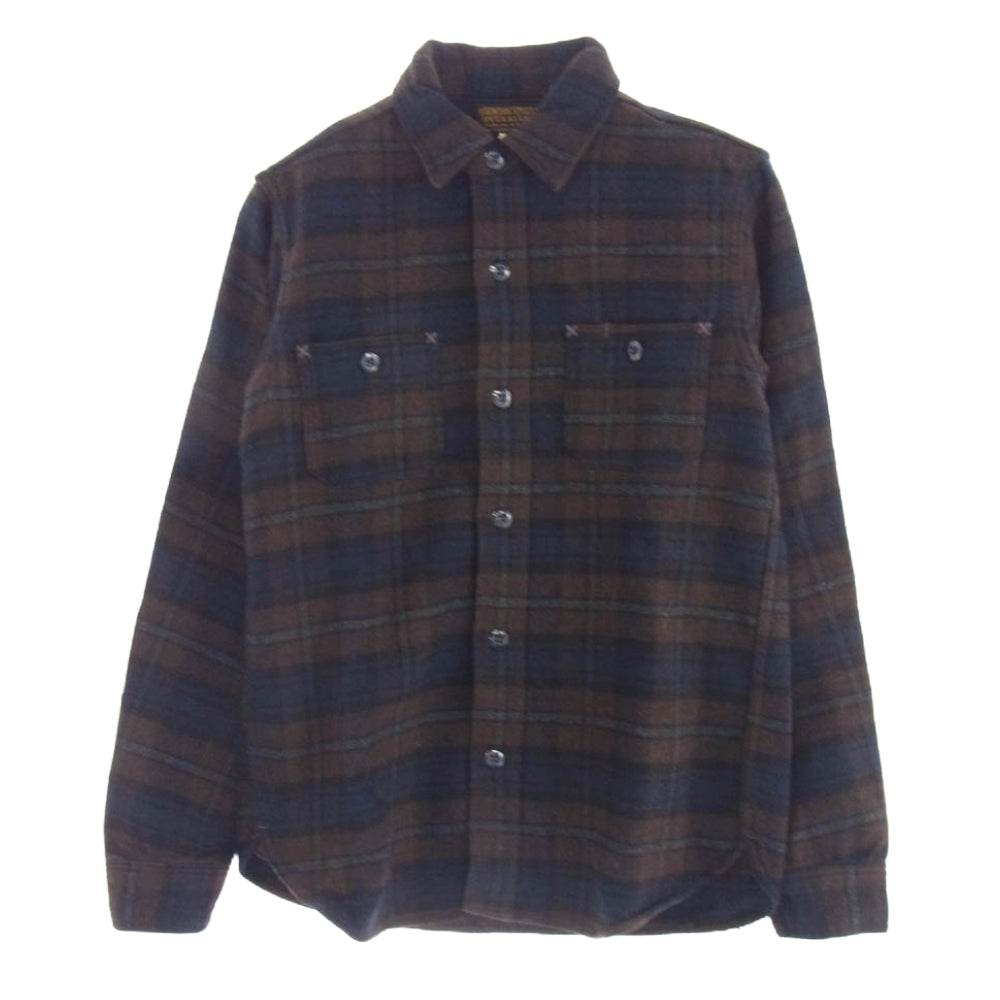 FREEWHEELERS フリーホイーラーズ ウール チェック柄 シャツ 長袖 ブラウン系 ネイビー系 14【中古】