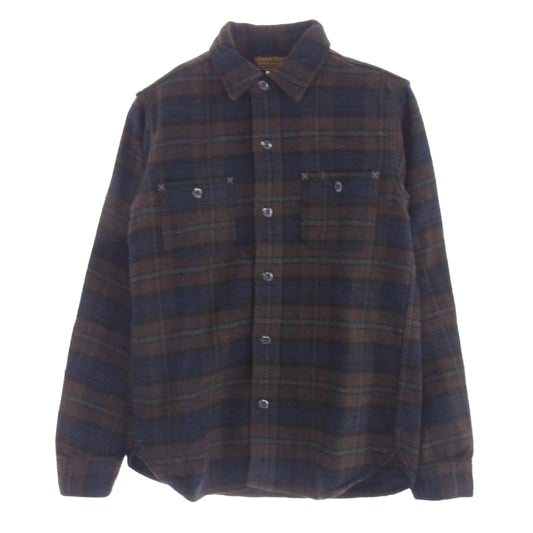 FREEWHEELERS フリーホイーラーズ ウール チェック柄 シャツ 長袖 ブラウン系 ネイビー系 14【中古】