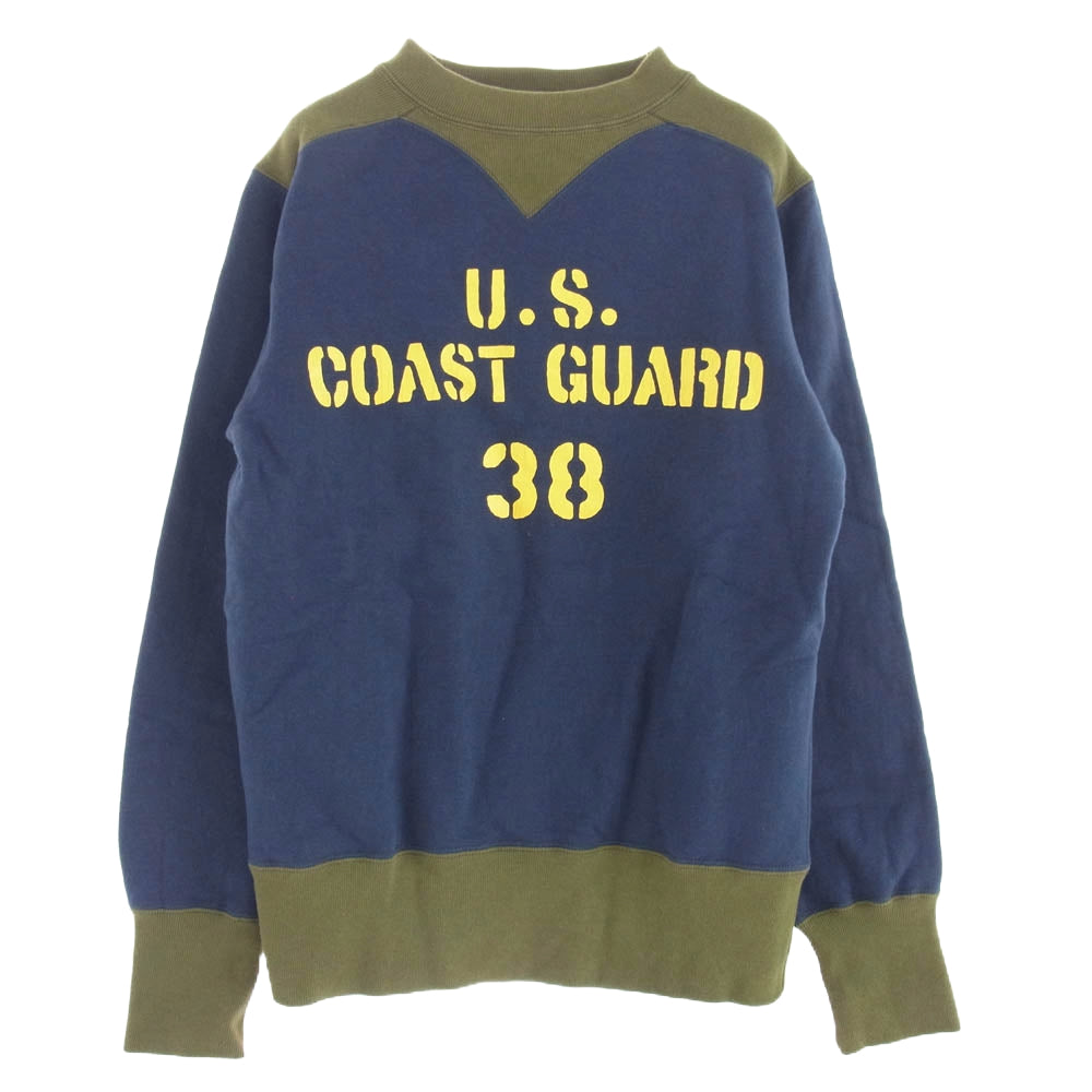 FREEWHEELERS フリーホイーラーズ POWER WEAR ATHLETIC U.S.COAST GUARD スウェット シャツ 裏起毛 ネイビー系 イエロー系 カーキー系 36【中古】