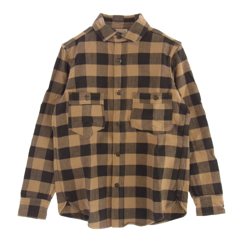 FREEWHEELERS フリーホイーラーズ バッファロー チェック スピードチューナー シャツ 長袖 ブラウン系 14【中古】